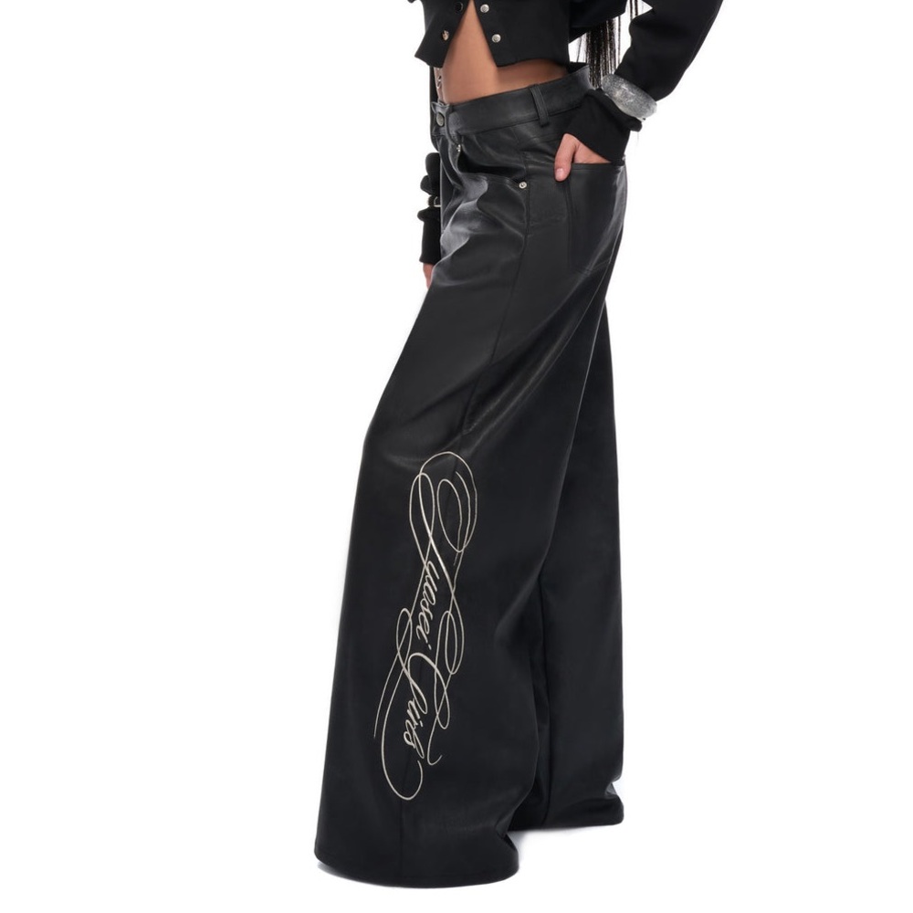 Black leather pants